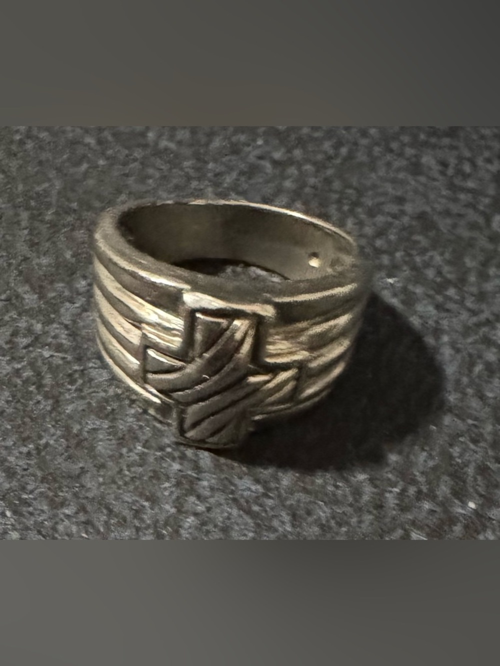 Sterling-Look Men's Cross Statement Ring - Silver Tone size 7